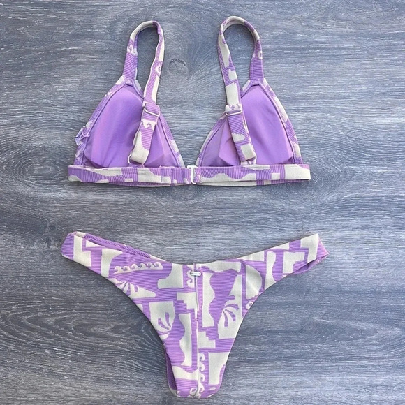Rip Curl New Wave Fixed Tri Bikini Top & Hi Leg Skimpy Bottoms, violet - Picture 10 of 15